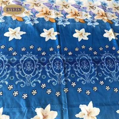 Blue Floral Printing Polyester Brushed Bedsheet Fabric